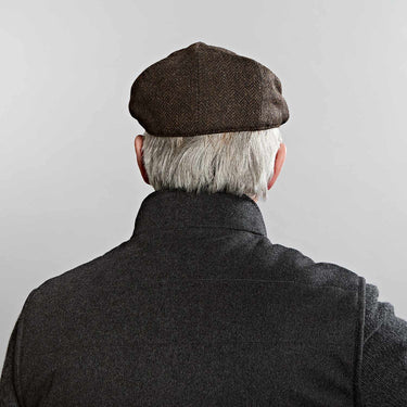 Chocolate Brown Herringbone Wool Gatsby Cap