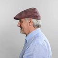Claret Linen Flat Cap