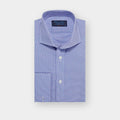 Classic Fit Blue Shepherds Check Cotton Poplin Shirt with Cut - away Collar & Double Cuff