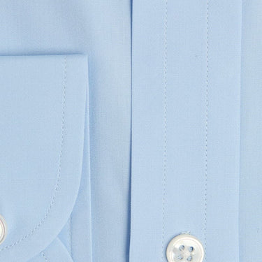 Classic Fit, Classic Collar, 2 Button Cuff Shirt in a Plain Ice Blue Poplin Cotton