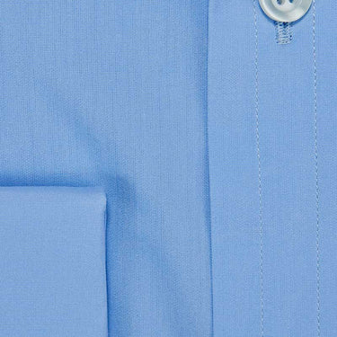 Classic Fit, Classic Collar, Double Cuff Shirt in a Plain Blue Sea Island Quality Poplin Cotton