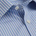 Classic Fit, Classic Collar, Two Button Cuff Shirt in Blue Stripe