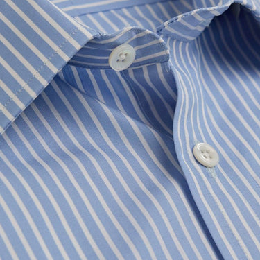 Classic Fit, Classic Collar, Two Button Cuff Shirt in Blue Stripe