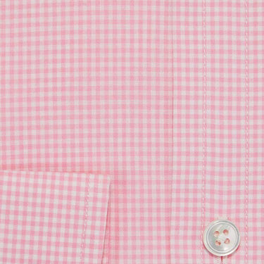 Classic Fit, Classic Collar, Two Button Cuff Shirt In Pink Gingham Check