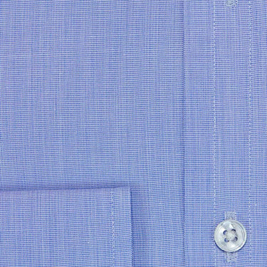 Classic Fit, Cut-away Collar, 2 Button Cuff Shirt in a Plain Blue End-On-End Cotton