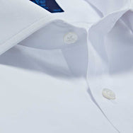 Classic Fit, Cut-away Collar, Double Cuff Shirt in a Plain White Poplin Cotton