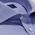 Classic Fit, Cutaway Collar, Double Cuff Shirt in a Blue & White Shepherds Check Poplin Cotton