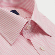 Classic Fit Light Pink Gingham Check Cotton Shirt with Classic Collar & Two Button Cuff