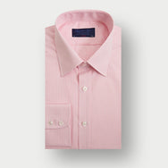 Classic Fit Light Pink Gingham Check Cotton Shirt with Classic Collar & Two Button Cuff
