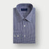 Classic Fit Navy Small Gingham Check Cotton Shirt with Classic Collar & Two Button Cuff