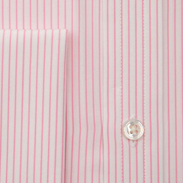 Classic Fit Pink Pinstripe Cotton Shirt with Classic Collar & Double Cuff