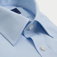 Classic Fit Plain Light Blue Oxford Cotton Shirt with Classic Collar & Double Cuff