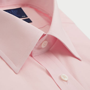 Classic Fit Plain Pink Sea Island Quality Cotton Shirt with Classic Collar & Double Cuff