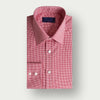 Classic Fit Red Small Gingham Check Cotton Shirt with Classic Collar & Two Button Cuff