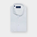 Classic Fit Satin Stripe White - On - White Cotton Shirt with Cut - away Collar & Double Cuff