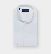 Classic Fit Satin Stripe White - On - White Cotton Shirt with Cut - away Collar & Double Cuff