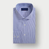 Contemporary Fit Blue Fine Bengal Stripe Cotton Shirt with Cut - Away Collar & Two Button Cuff