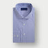 Contemporary Fit Blue Fine Bengal Stripe Cotton Shirt with Cut - Away Collar & Two Button Cuff