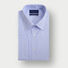 Contemporary Fit Blue Fine Bengal Stripe Sea Island Quality Cotton Shirt with Classic Collar & Double Cuff