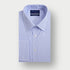 Contemporary Fit Blue Fine Bengal Stripe Sea Island Quality Cotton Shirt with Classic Collar & Double Cuff
