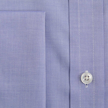 Contemporary Fit Blue Fine Twill Sea Island Quality Cotton Shirt with Classic Collar & Double Cuff