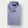 Contemporary Fit Blue Houndstooth Check Cotton Shirt with Classic Collar & Two Button Cuff
