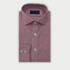 Contemporary Fit Burgundy Gingham Check Oxford Cotton Shirt with Cut - Away Collar & Two Button Cuff