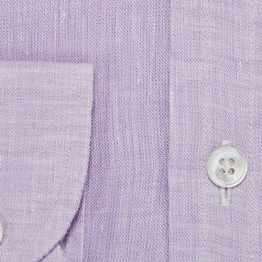 Contemporary Fit, Button Down Collar, 2 Button Cuff Shirt in a Plain Lilac Linen
