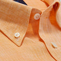 Contemporary Fit, Button Down Collar, 2 Button Cuff Shirt in a Plain Orange Linen