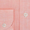 Contemporary Fit, Button Down Collar, 2 Button Cuff Shirt in a Plain Pink Linen