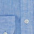 Contemporary Fit, Button Down Collar, 2 Button Cuff Shirt in a Plain Sky Blue Linen
