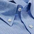 Contemporary Fit, Button Down Collar, 2 Button Cuff Shirt in a Plain Sky Blue Linen