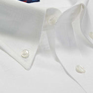 Contemporary Fit, Button Down Collar, 2 Button Cuff Shirt in a Plain White Linen