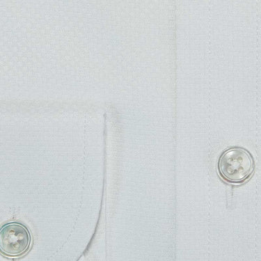 Contemporary Fit, Button Down Collar, 2 Button Cuff Shirt in a White Basket Weave