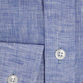 Contemporary Fit, Button Down Collar, 2 Button Cuff Shirt in Plain Navy Linen