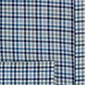Contemporary Fit, Button Down Collar, 2 Button Cuff Shirt in White With Grey, Navy & Blue Overcheck