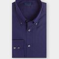 Contemporary Fit, Button Down Collar, Two Button Cuff Shirt In Navy Oxford