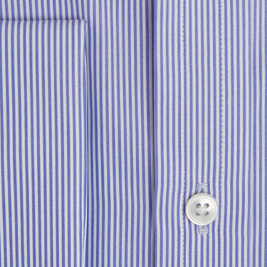 Contemporary Fit, Classic Collar, Double Cuff Blue Fine Bengal Stripe