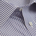 Contemporary Fit, Classic Collar, Double Cuff in Navy & White Classic Stripe