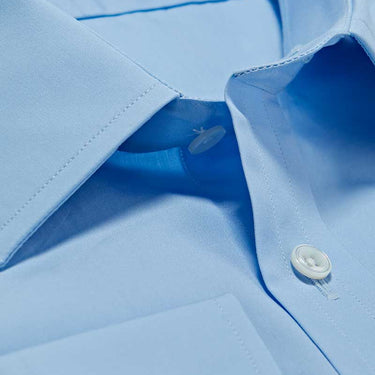 Contemporary Fit, Classic Collar, Double Cuff in Plain Sky Blue