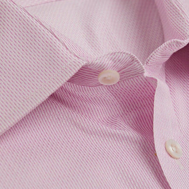 Contemporary Fit, Classic Collar, Double Cuff in White & Pink Textured