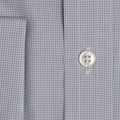 Contemporary Fit, Classic Collar, Double Cuff Shirt in a Grey & White Small Check Sea Island Quality Poplin Cotton