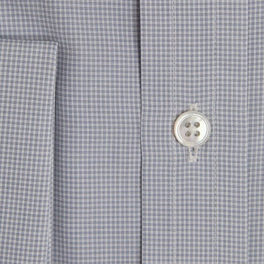 Contemporary Fit, Classic Collar, Double Cuff Shirt in a Grey & White Small Check Sea Island Quality Poplin Cotton