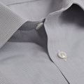 Contemporary Fit, Classic Collar, Double Cuff Shirt in a Grey & White Small Check Sea Island Quality Poplin Cotton