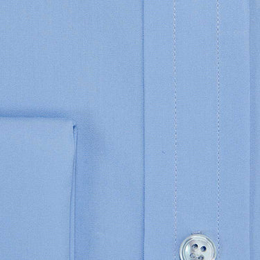 Contemporary Fit, Classic Collar, Double Cuff Shirt in a Plain Sky Blue Poplin Cotton