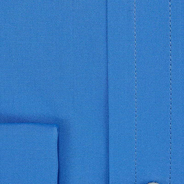 Contemporary Fit, Classic Collar, Double Cuff Shirt In Plain Blue