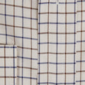 Contemporary Fit, Classic Collar, Two Button Cuff in Beige, Brown & Blue Check