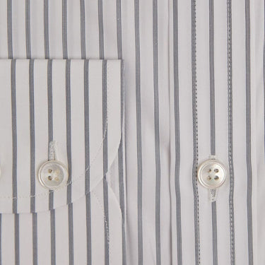 Contemporary Fit, Classic Collar, Two Button Cuff in Black & White Stripe