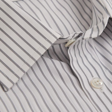 Contemporary Fit, Classic Collar, Two Button Cuff in Black & White Stripe