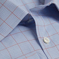Contemporary Fit, Classic Collar, Two Button Cuff in Blue & White POW With Red Overcheck